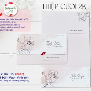 In Thiệp Hồng Line Art 2K