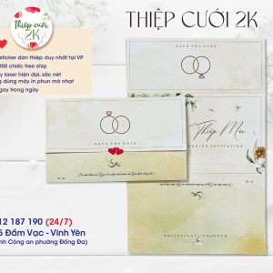In Thiệp Cưới Vàng Kem "Save The Date" 2K