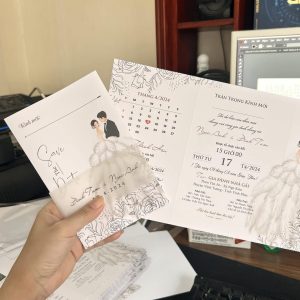 In Thiệp Cưới Hiện Đại Tích Hợp Lịch