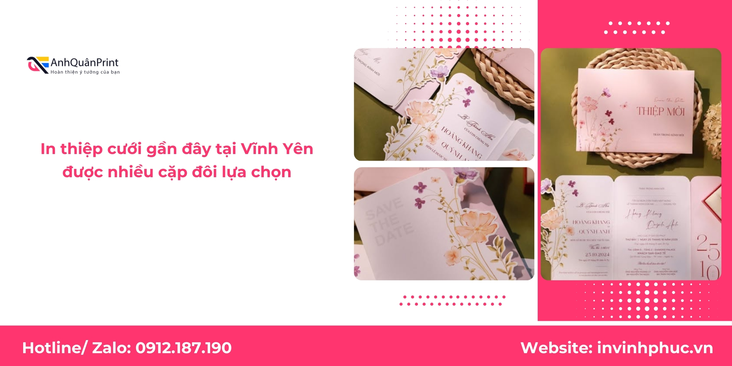 In thiệp cưới gần đây tại Vĩnh Yên được nhiều cặp đôi lựa chọn