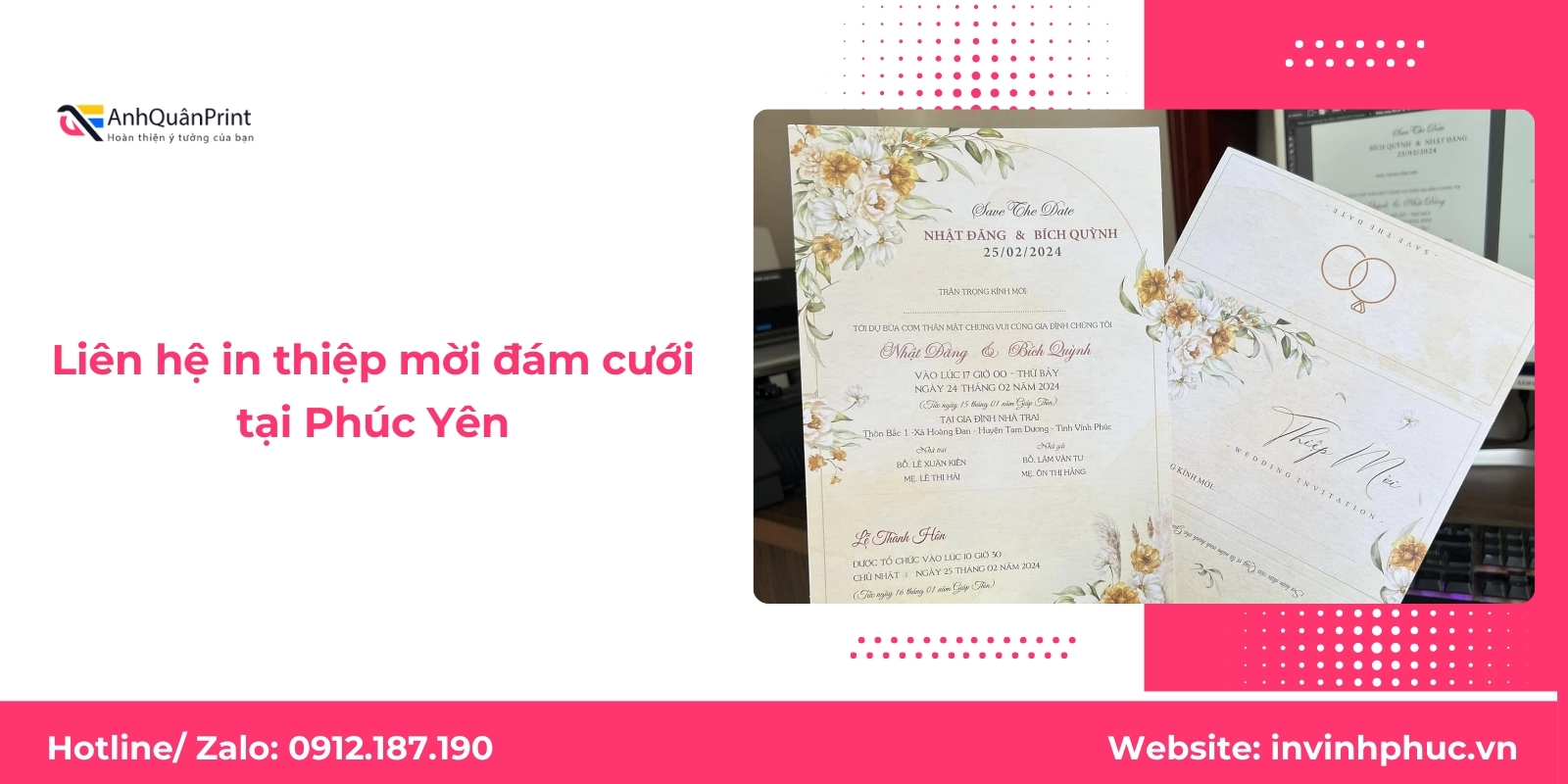 Liên hệ in thiệp mời đám cưới tại Phúc Yên