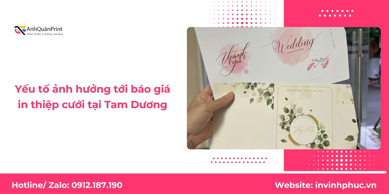 Yếu tố ảnh hưởng tới báo giá in thiệp cưới tại Tam Dương
