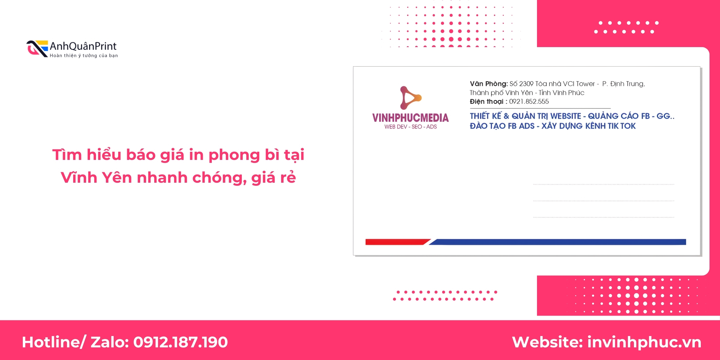 Tìm hiểu báo giá in phong bì tại Vĩnh Yên nhanh chóng, giá rẻ