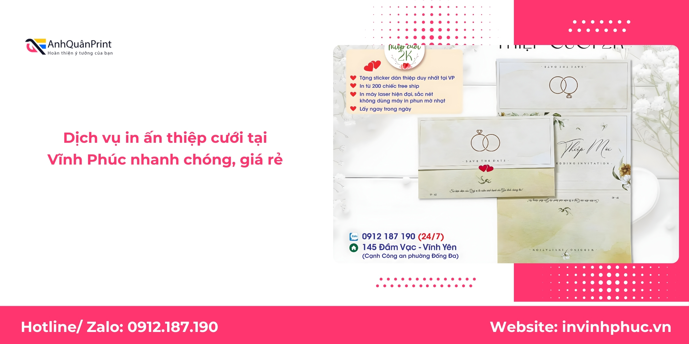 Dịch vụ in ấn thiệp cưới tại Vĩnh Phúc nhanh chóng, giá rẻ