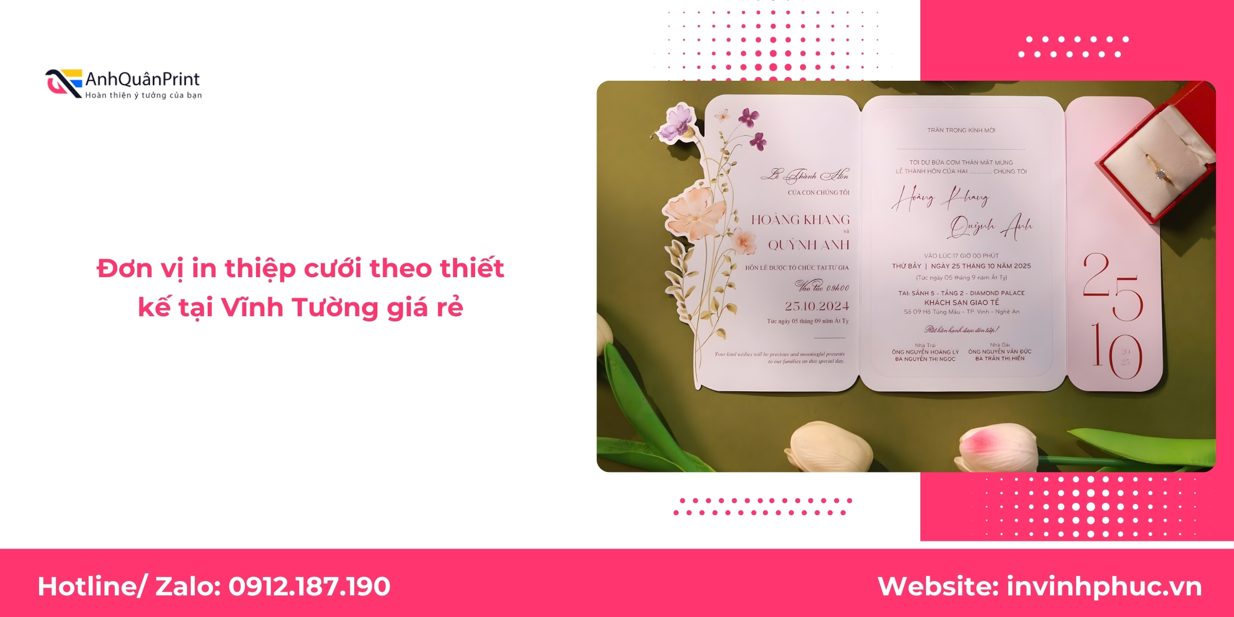 Đơn vị in thiệp cưới theo thiết kế tại Vĩnh Tường giá rẻ