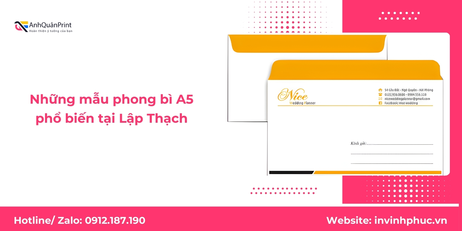 Những mẫu phong bì A5 phổ biến tại Lập Thạch