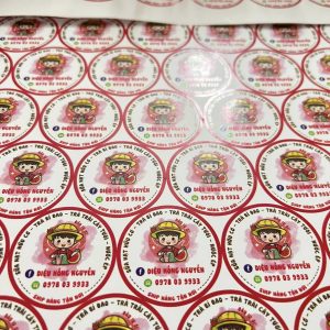 In Tem Nhãn Tròn Dễ Thương