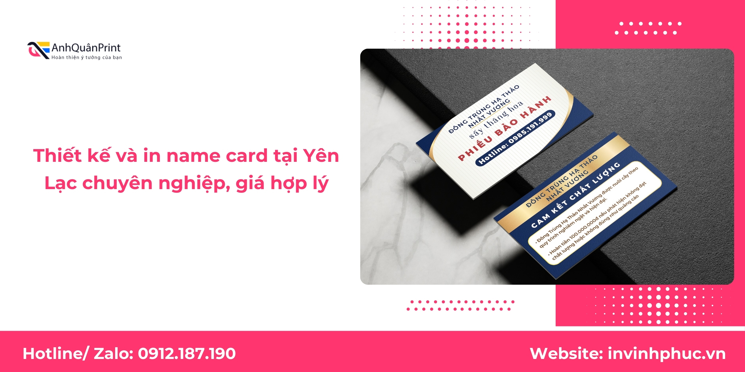 Thiết kế và in name card tại Yên Lạc chuyên nghiệp, giá hợp lý