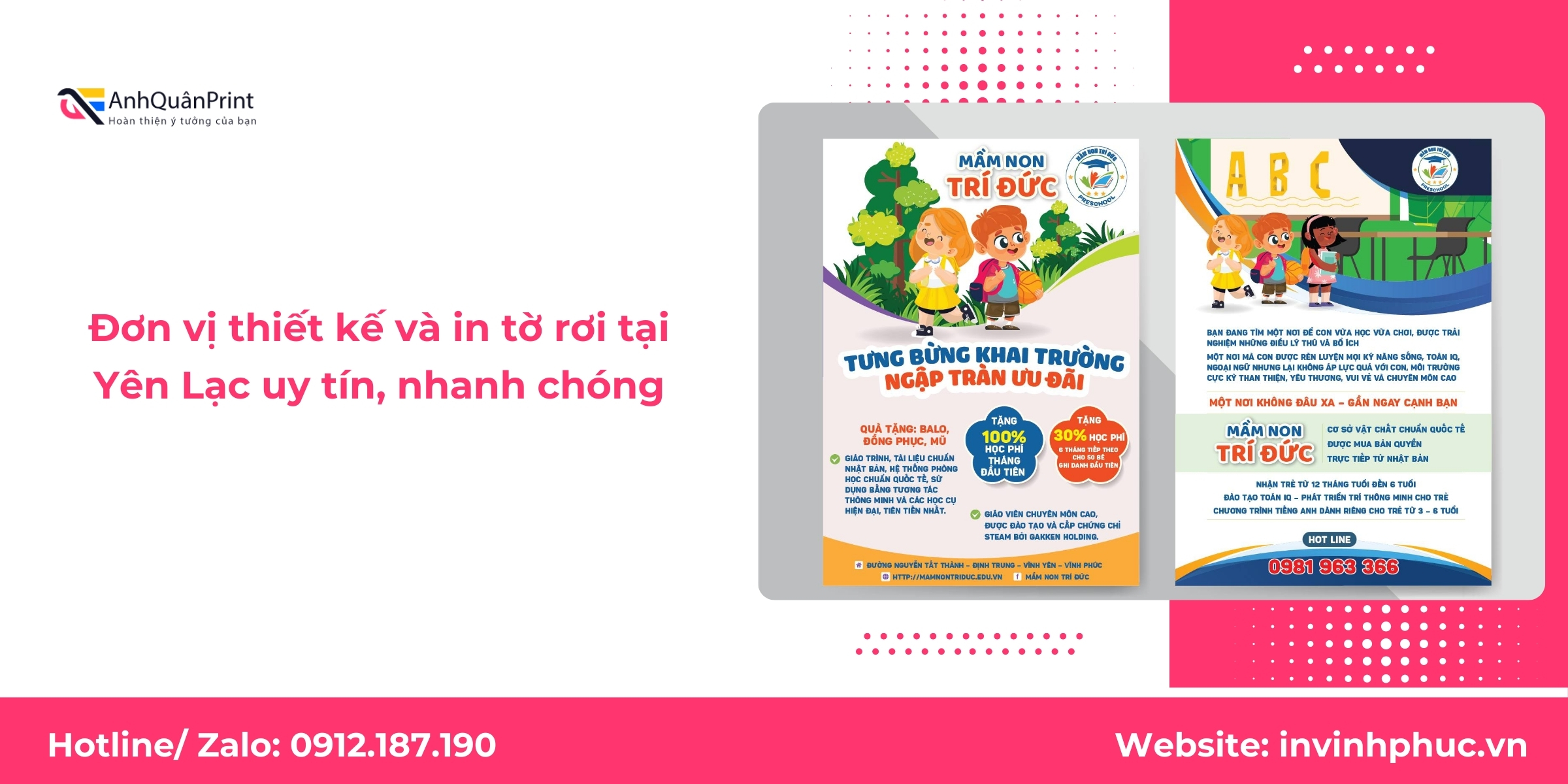Đơn vị thiết kế và in tờ rơi tại Yên Lạc uy tín, nhanh chóng