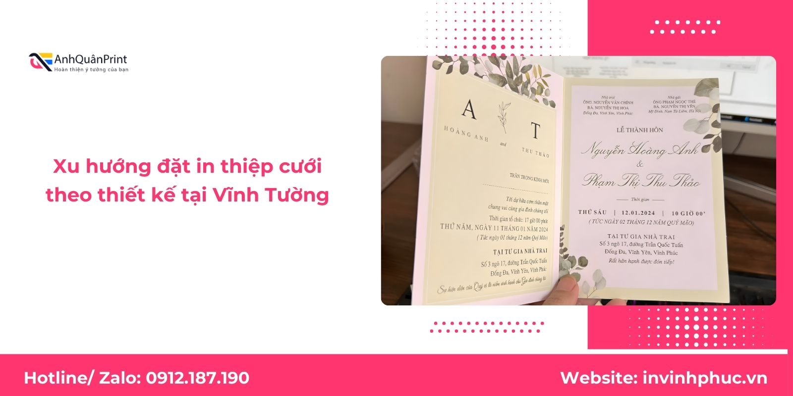 Xu hướng đặt in thiệp cưới theo thiết kế tại Vĩnh Tường