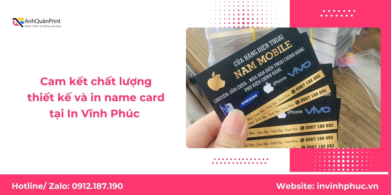 Cam kết chất lượng thiết kế và in name card tại In Vĩnh Phúc