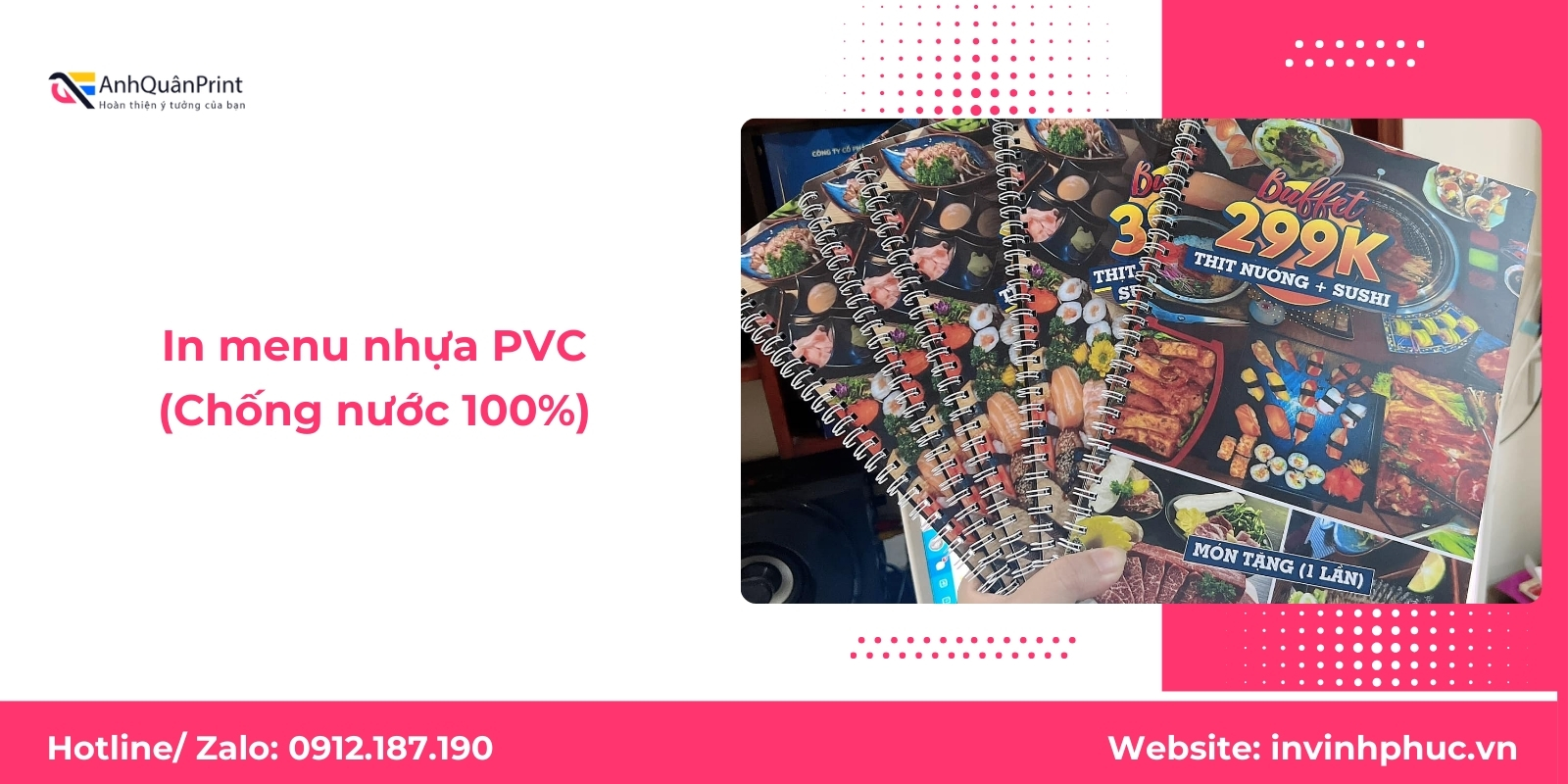 In menu nhựa PVC (Chống nước 100%)