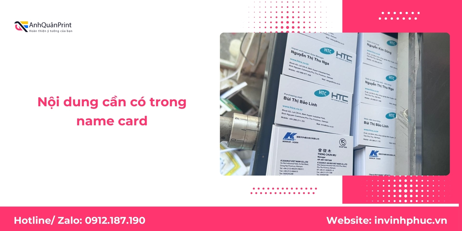 Nội dung cần có trong name card