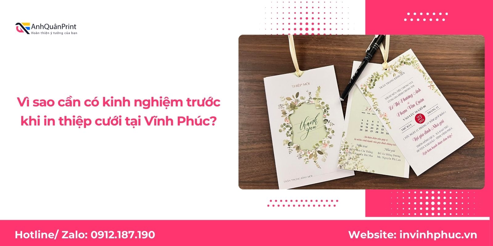 Vì sao cần có kinh nghiệm trước khi in thiệp cưới tại Vĩnh Phúc?